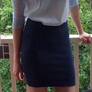 Blue patterned pencil skirt